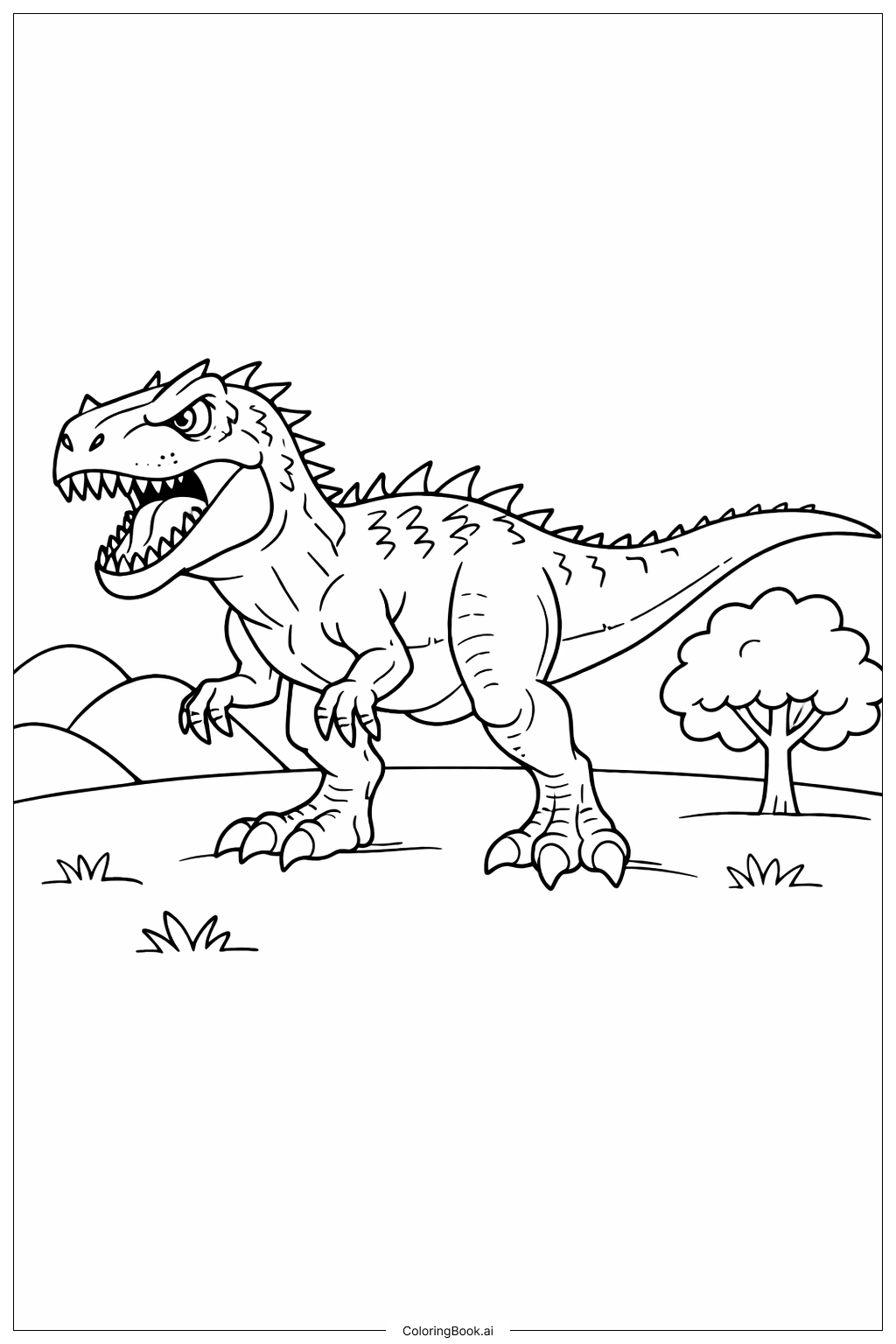  Trang tô màu Indominus Rex Trong Đồng Cỏ 