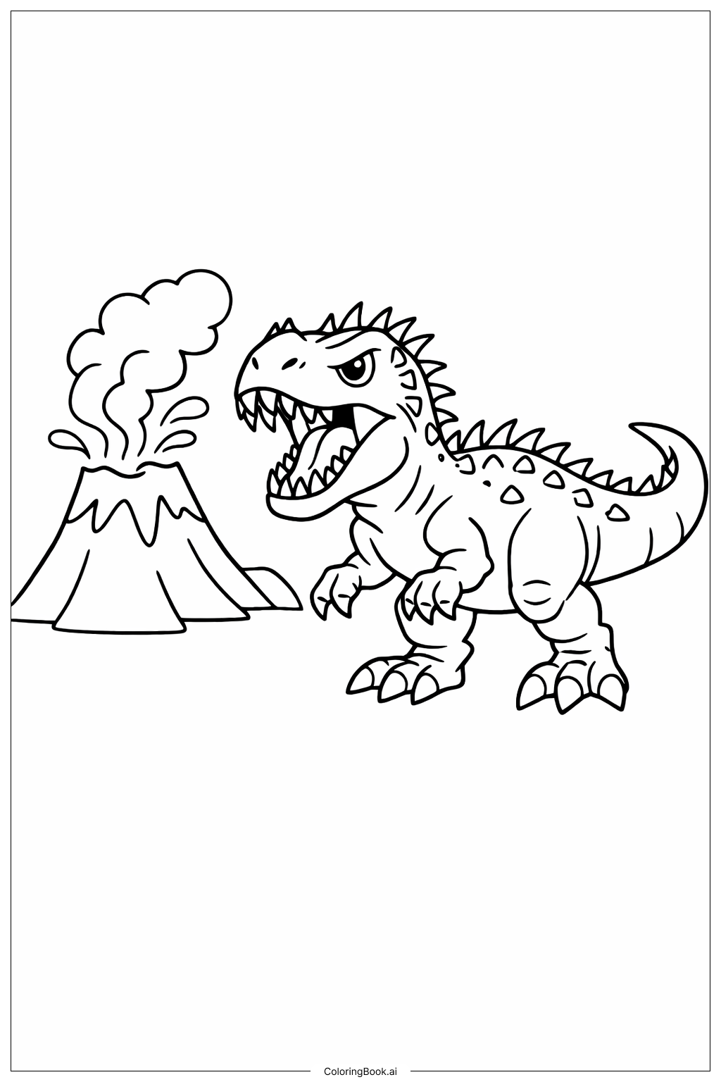  Indominus Rex in der Nähe eines Vulkans Ausmalseite 