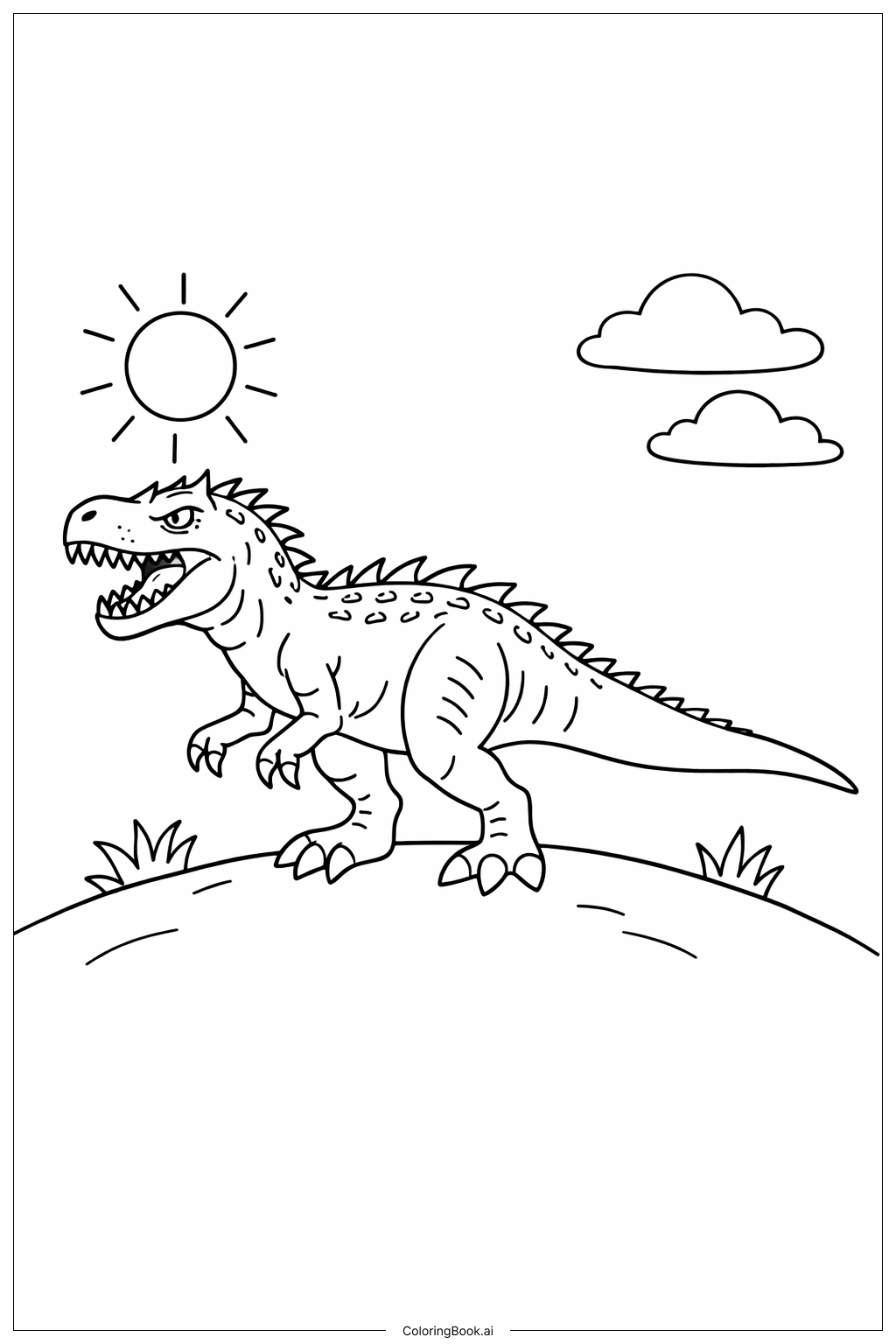  Trang tô màu Indominus Rex Trên Đồi 