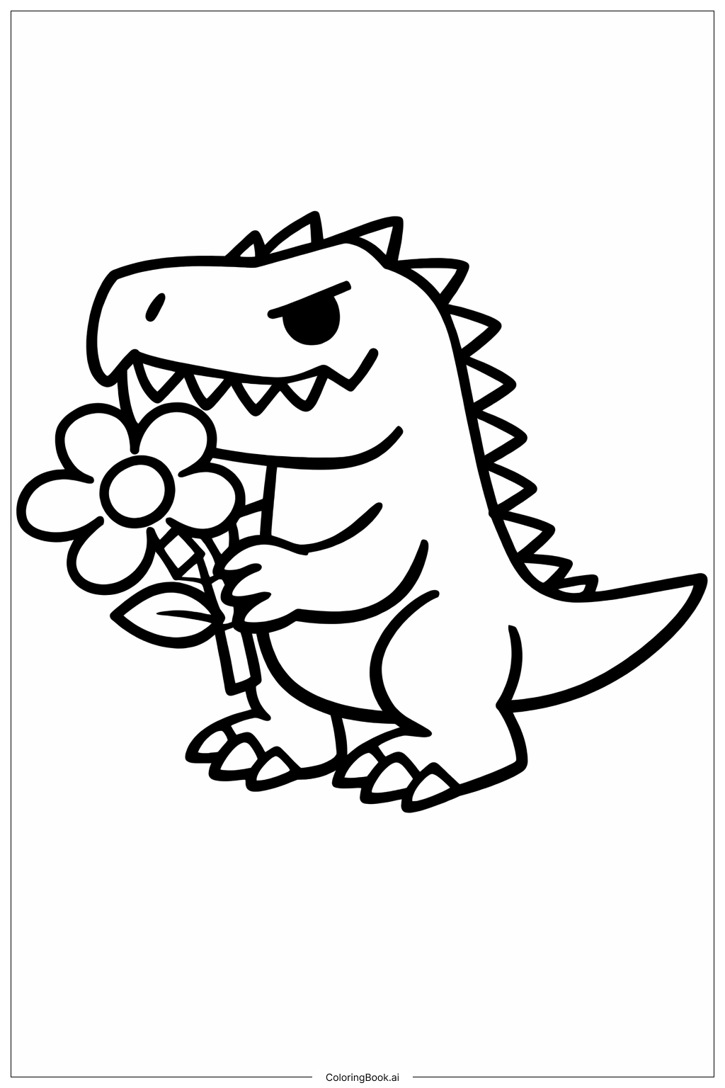  Trang tô màu Indominus Rex Với Bông Hoa 