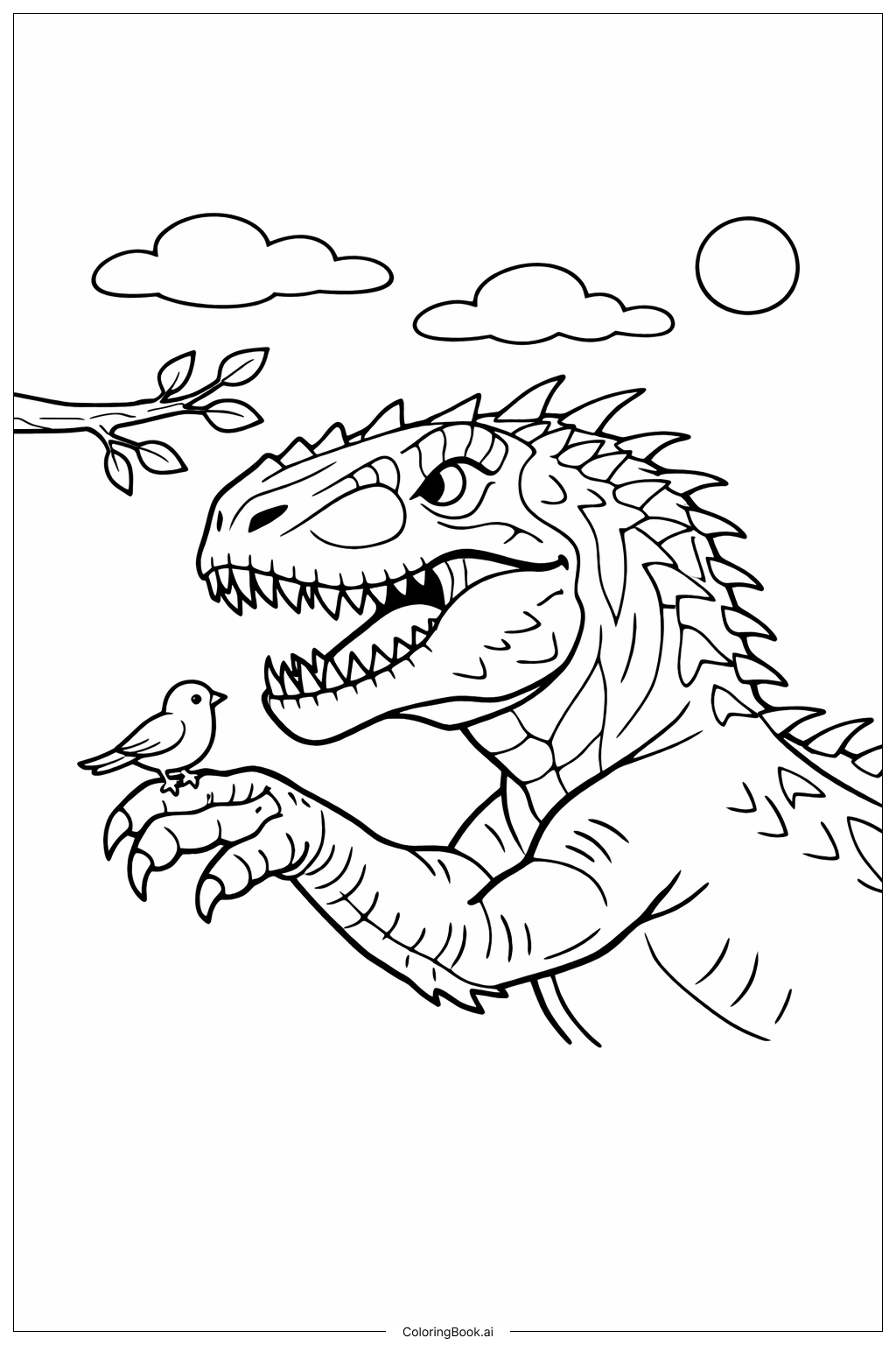  Trang tô màu Indominus Rex Với Chim Nhỏ 