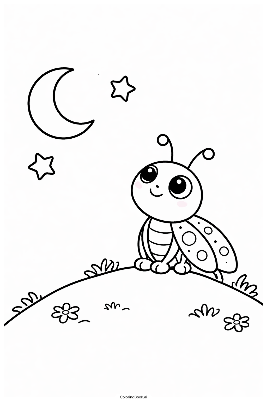  Page de coloriage Insecte sous le ciel nocturne 