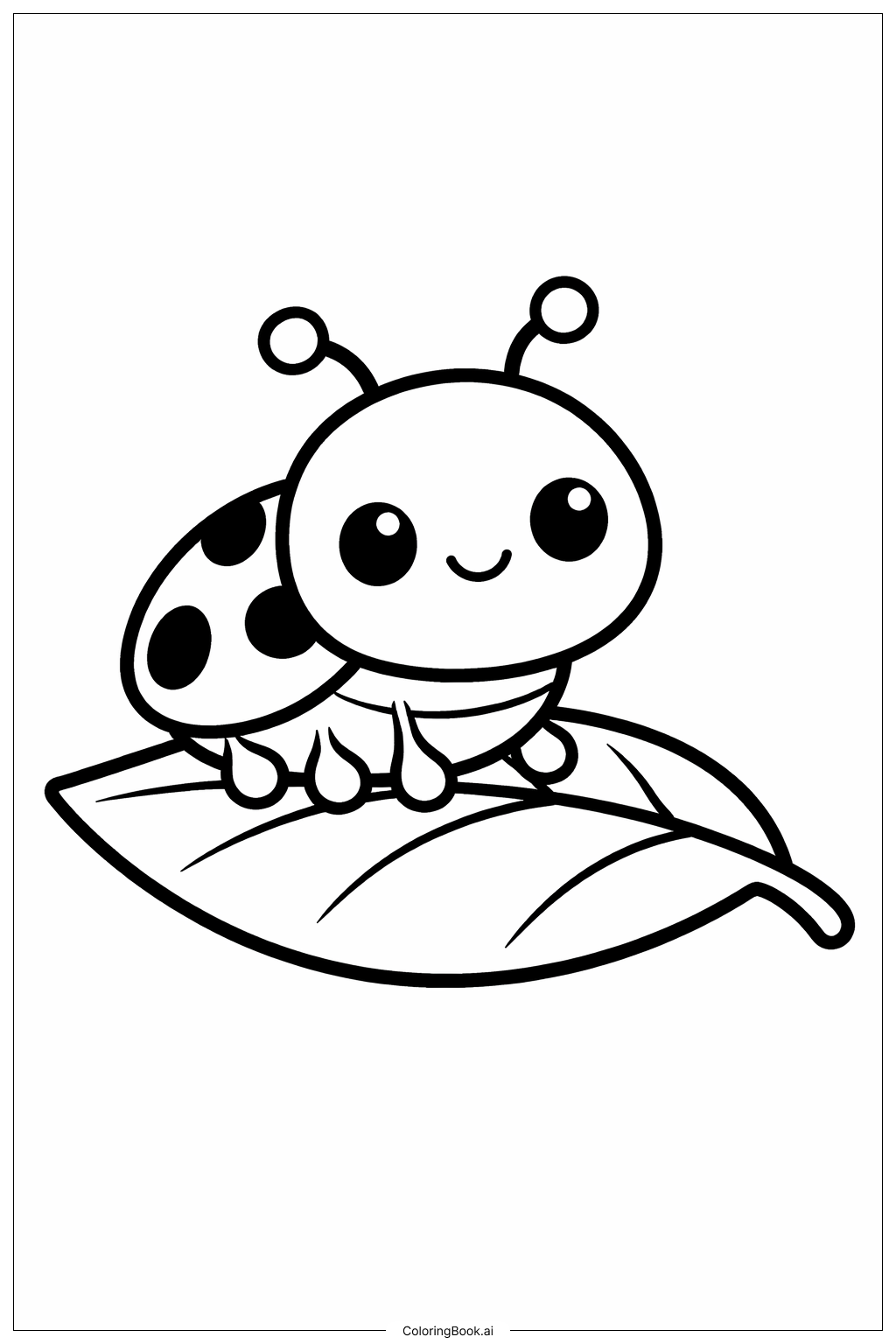  Page de coloriage Insecte sur une feuille 