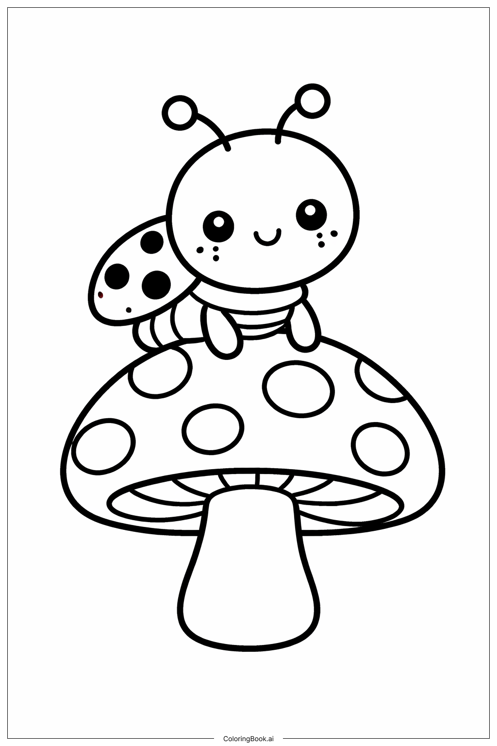  Page de coloriage Insecte sur Champignon 