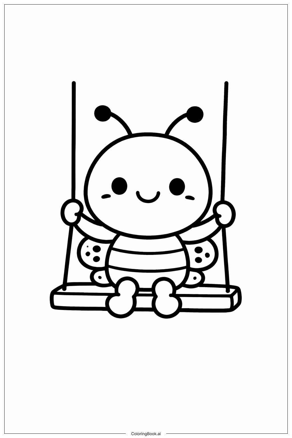  Page de coloriage Insecte sur une balançoire 