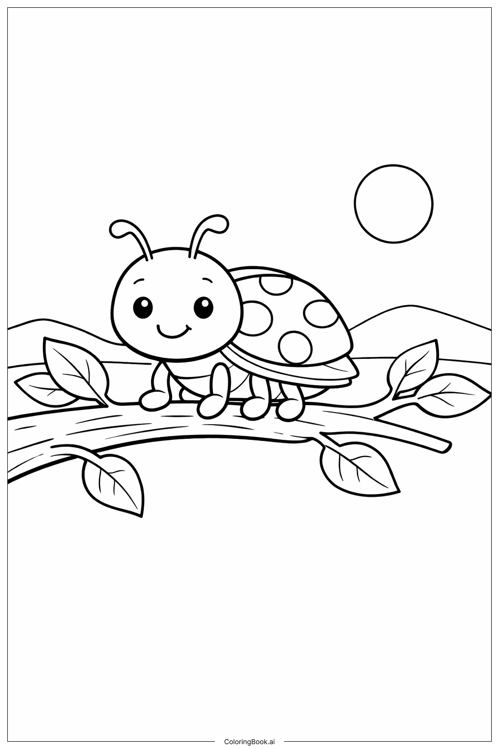  Page de coloriage Insecte sur une branche d'arbre 