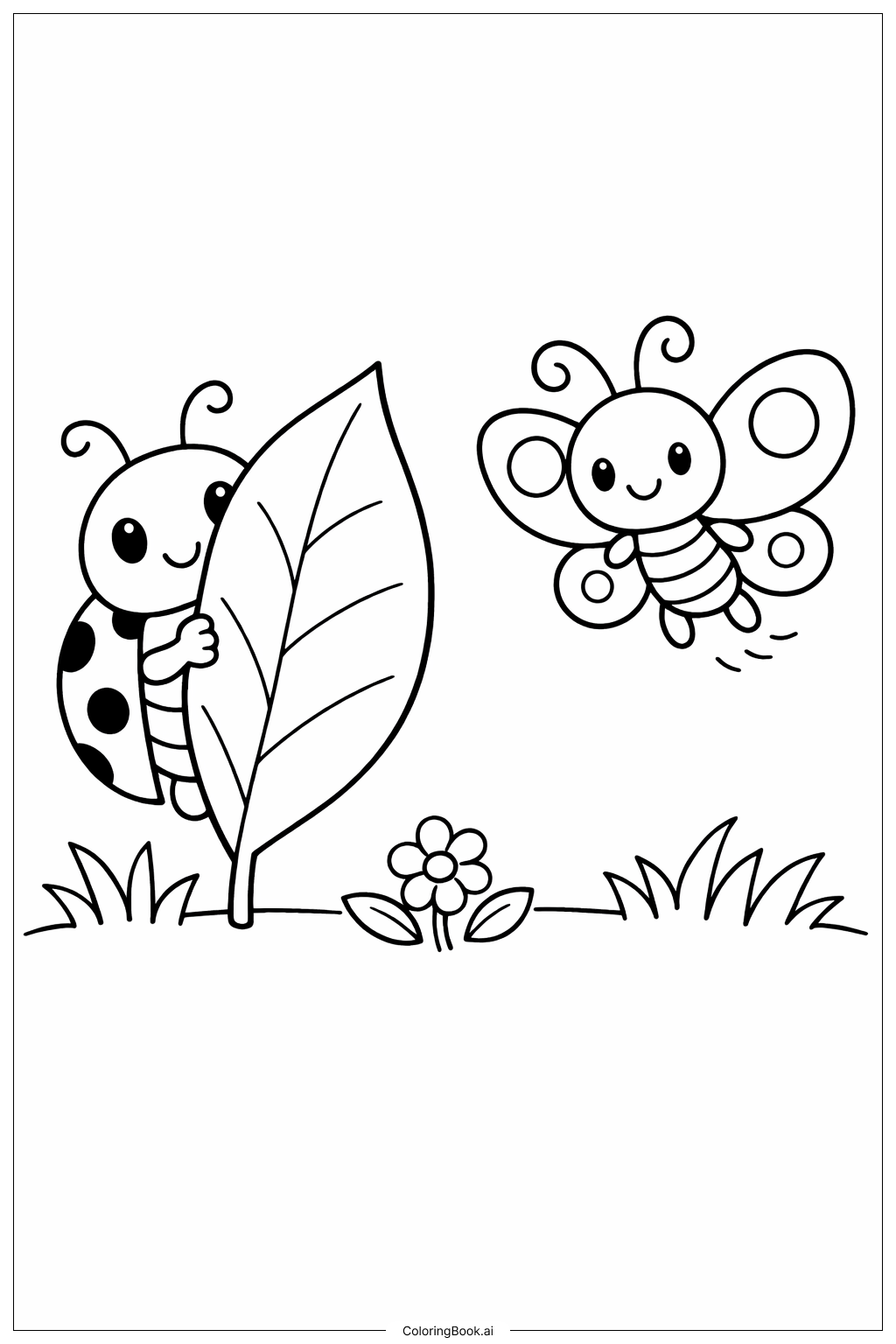  Page de coloriage Insecte jouant à cache-cache 