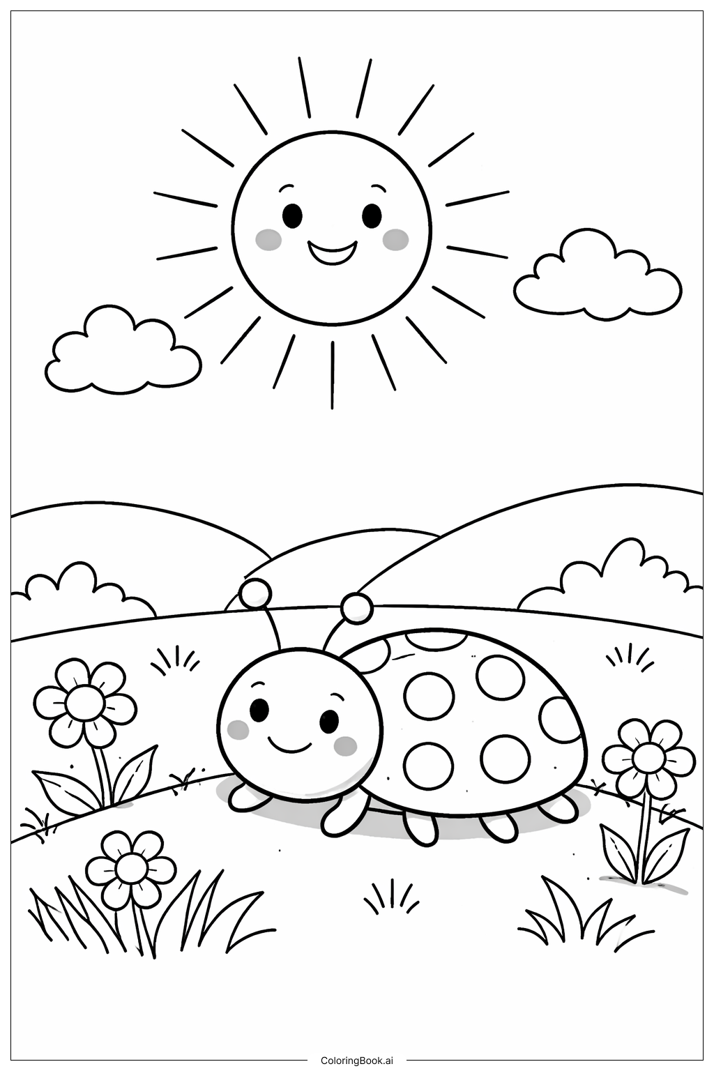  Page de coloriage Insecte sous le soleil 