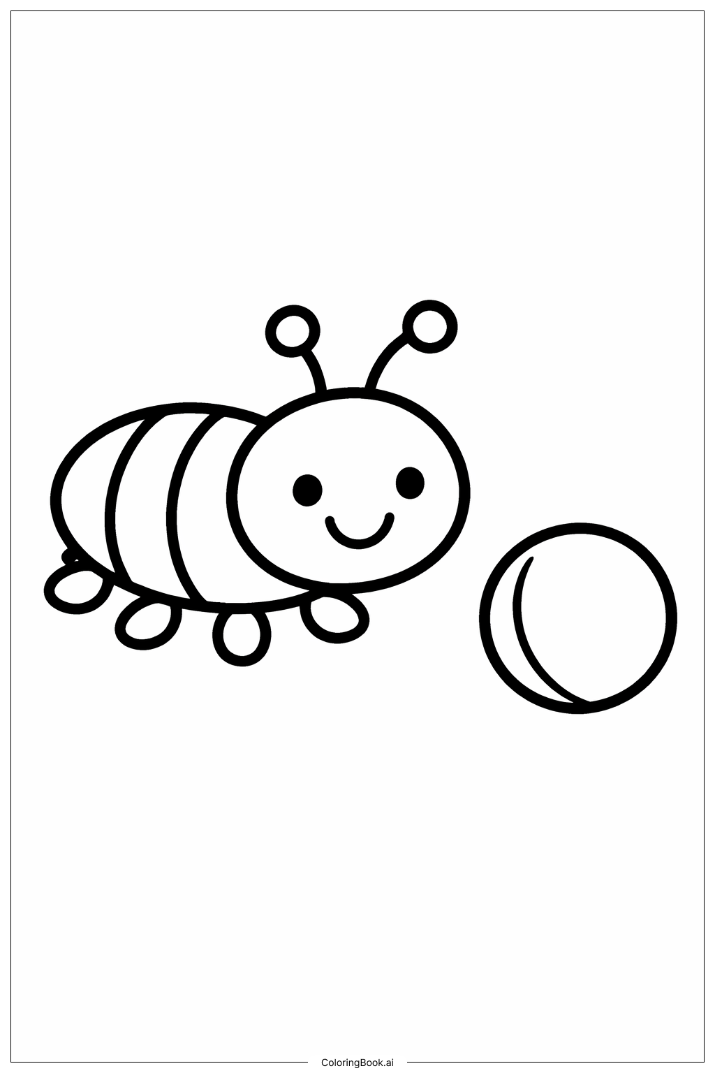  Page de coloriage Insecte avec balle 