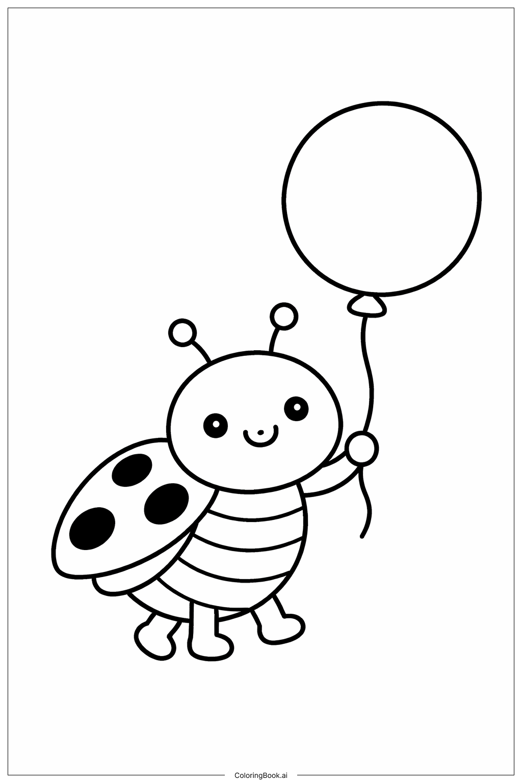  Page de coloriage Insecte avec ballon 