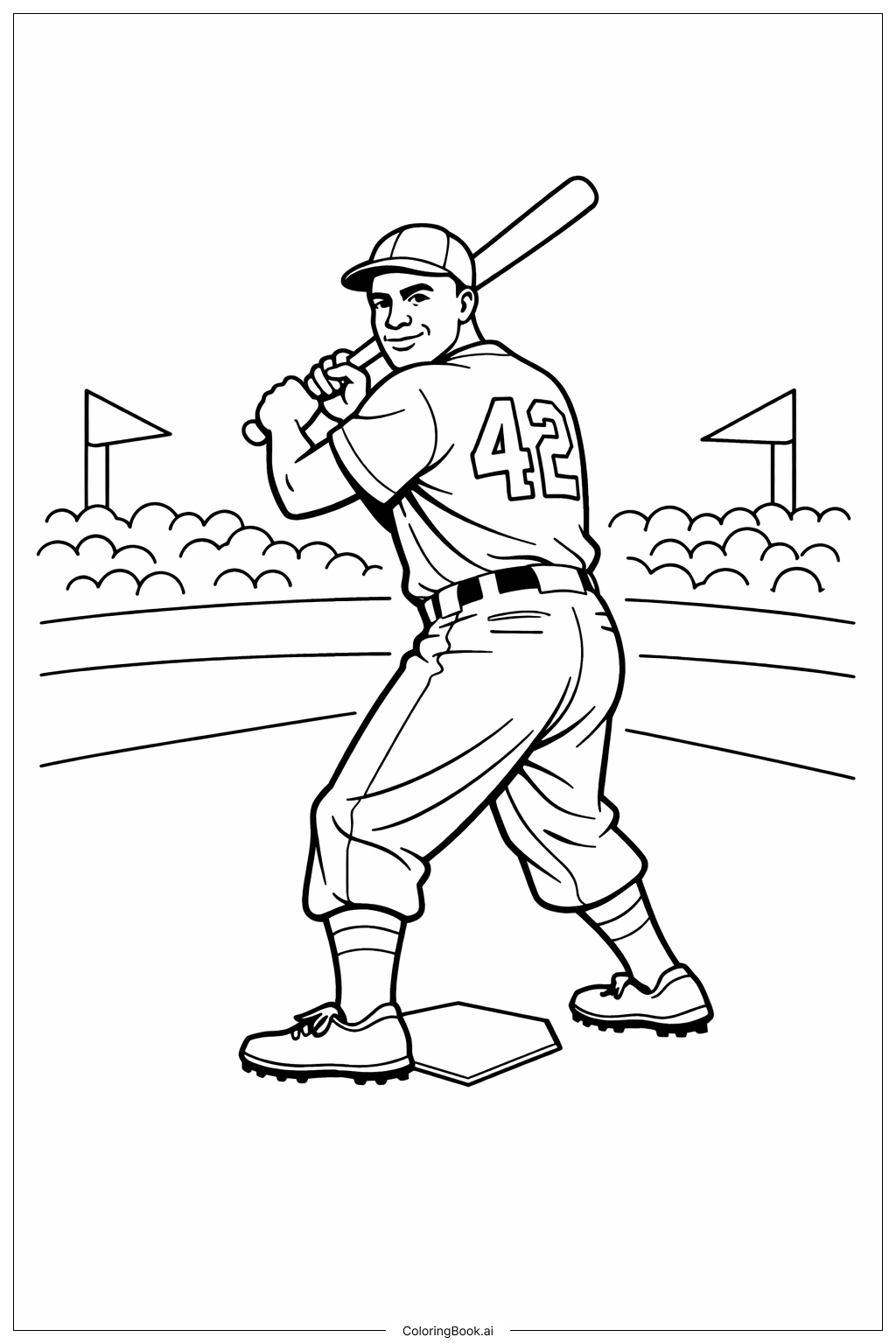 Trang tô màu Jackie Robinson Tại Bệ Đánh
