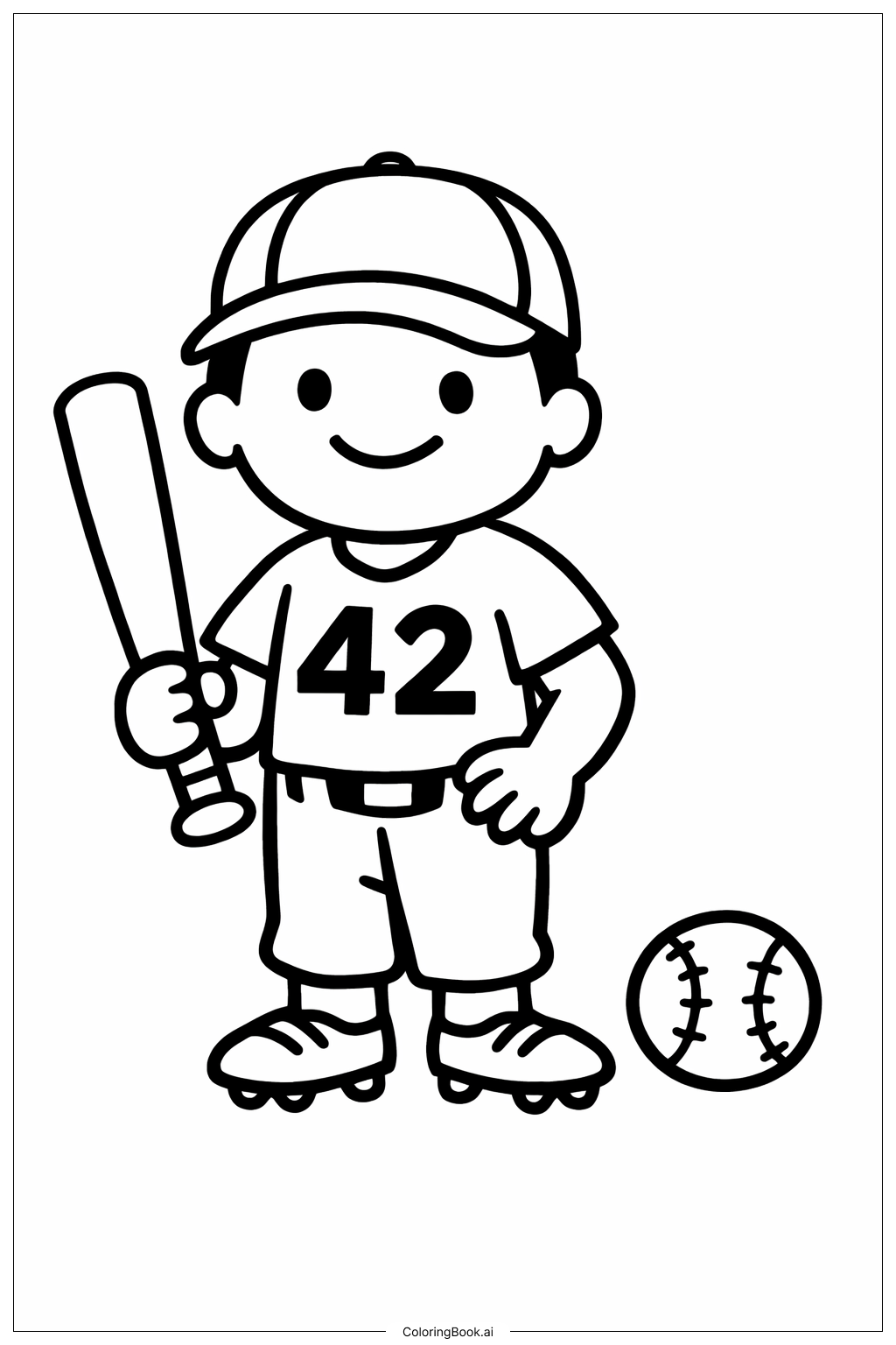  Página para colorir de Taco e Bola de Jackie Robinson 