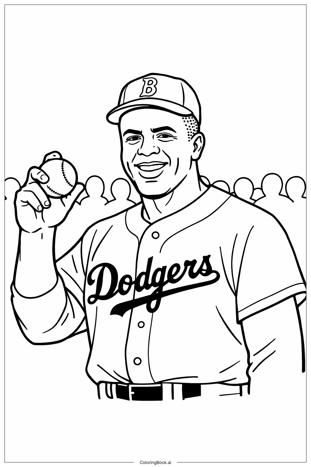  杰基·罗宾逊历史瞬间填色页 