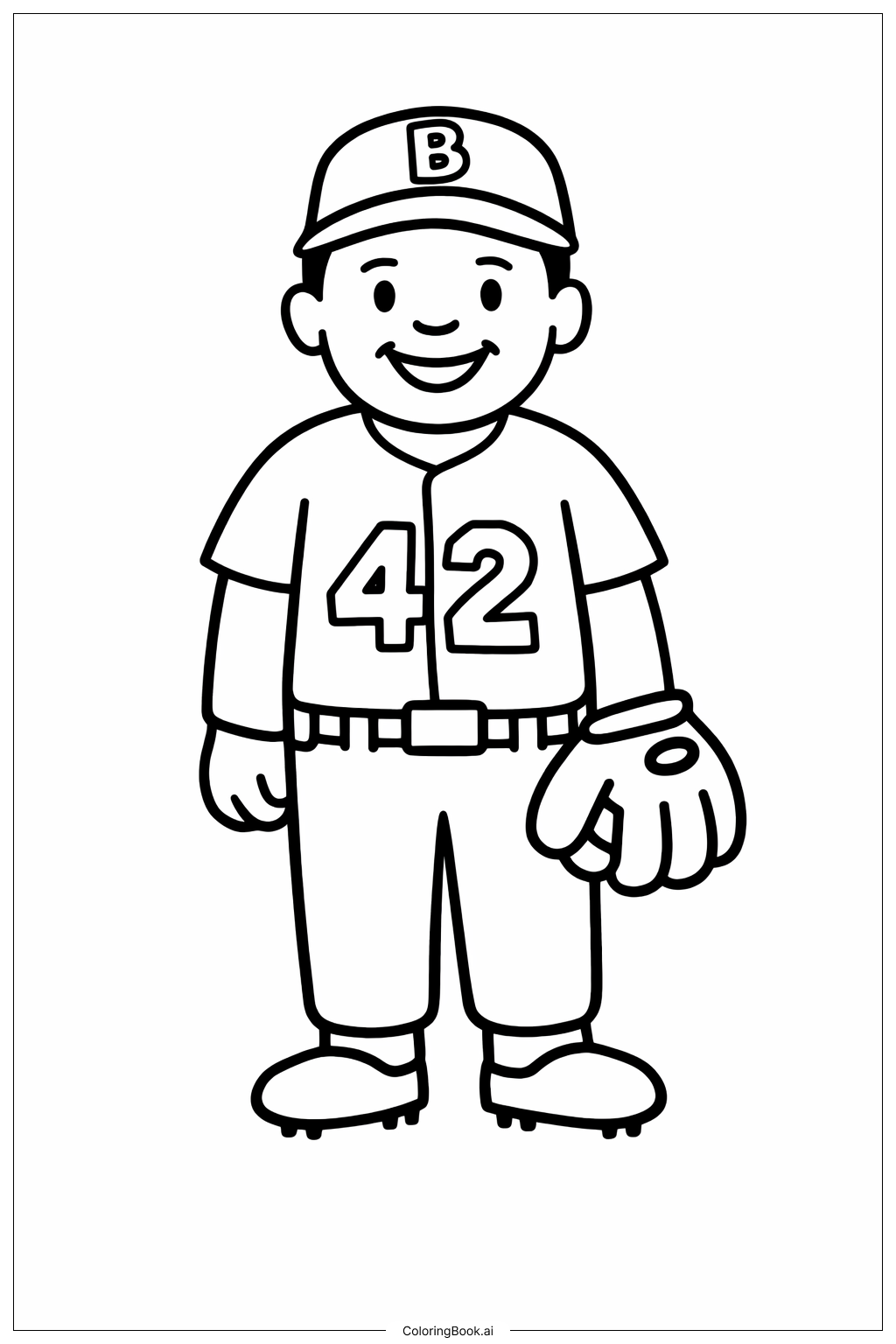  Página para colorir de Jackie Robinson Segurando a Luva 