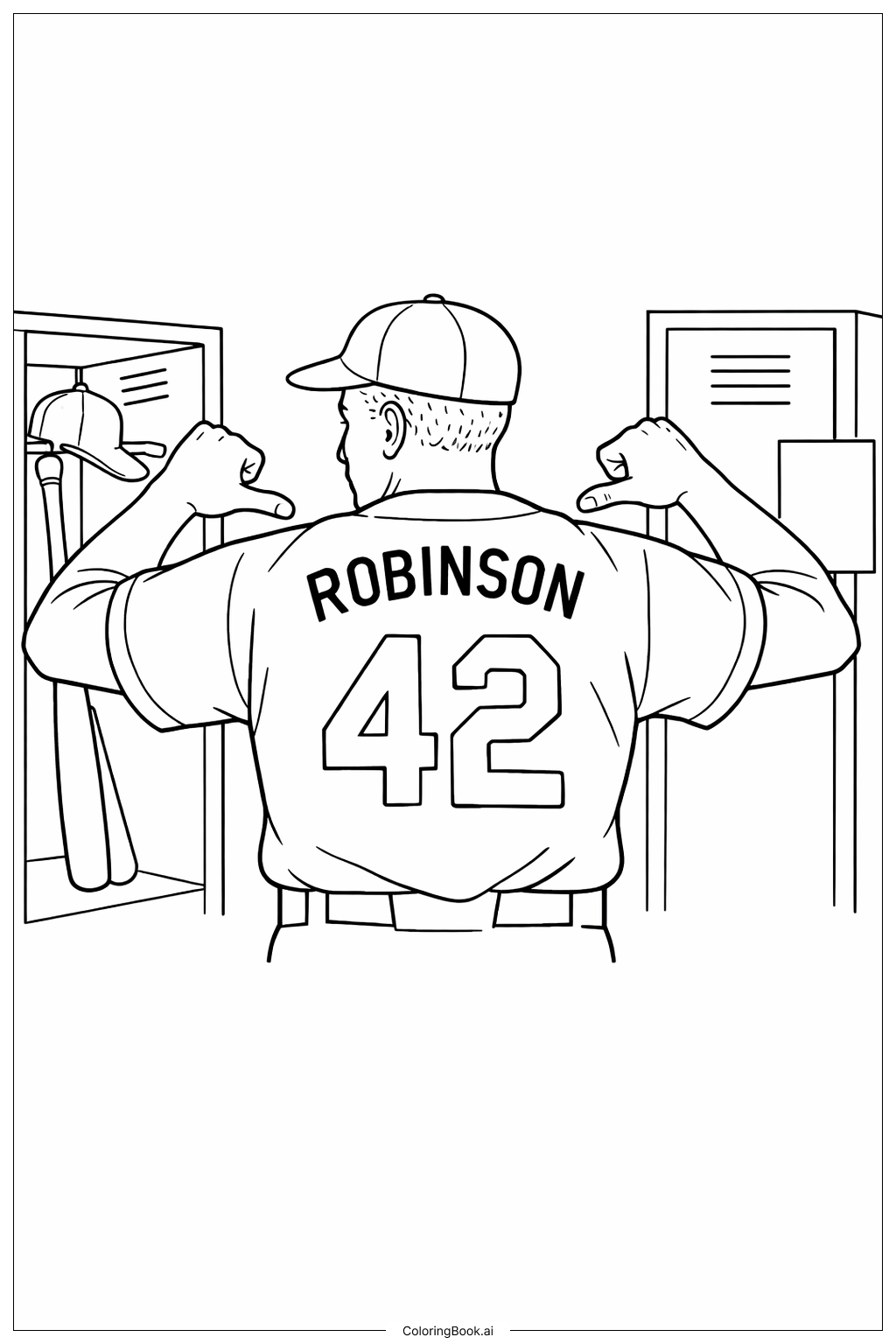  杰基·罗宾逊球衣号码场景填色页 