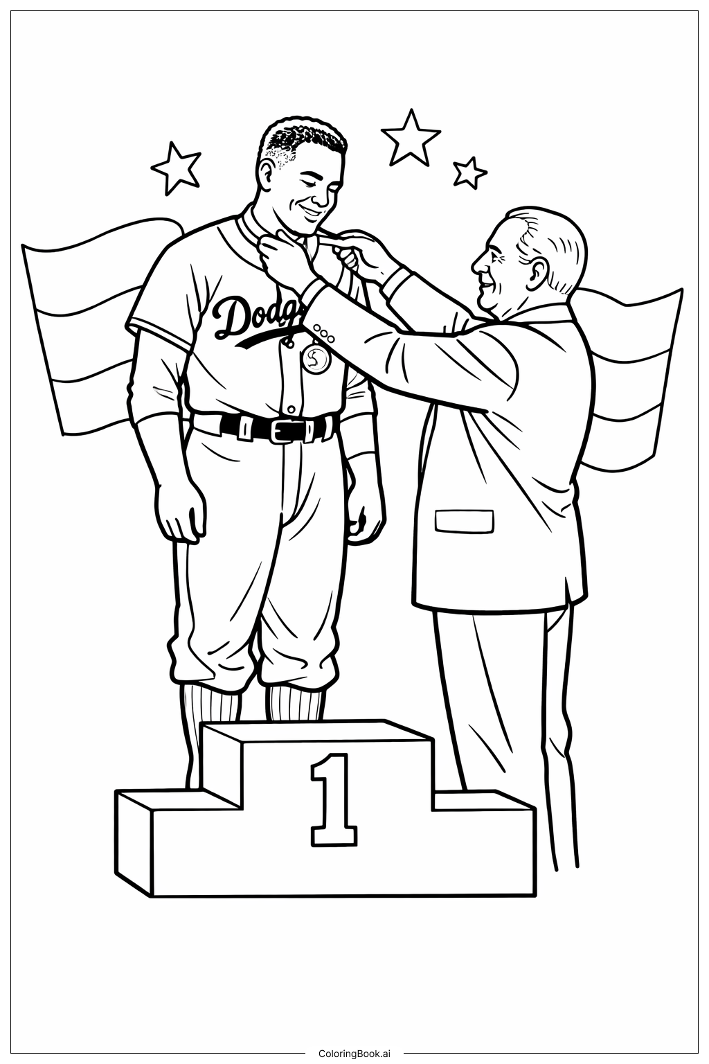  Jackie Robinson Medal Presentation Coloring Page 