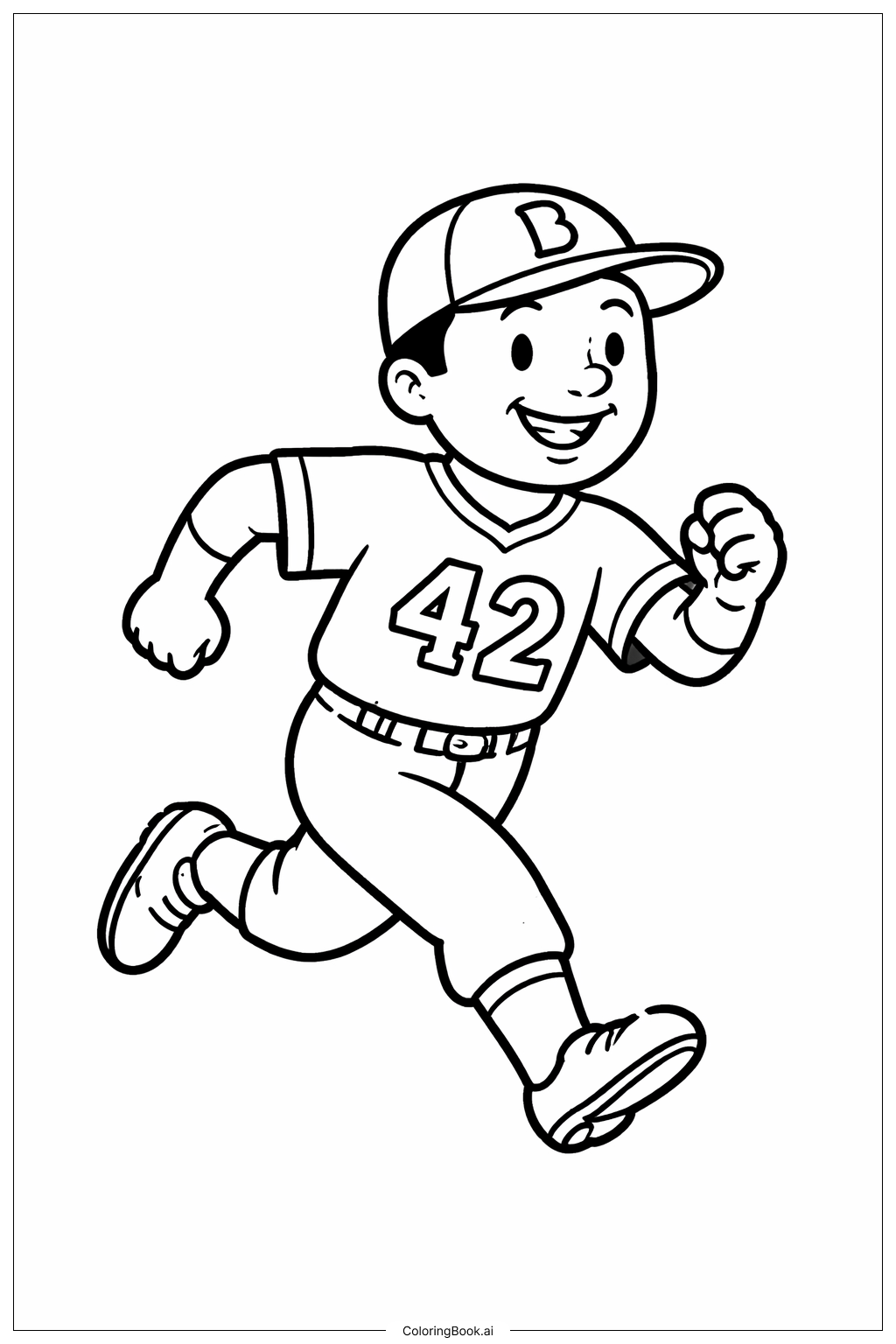  Página para colorir de Jackie Robinson Correndo Bases 