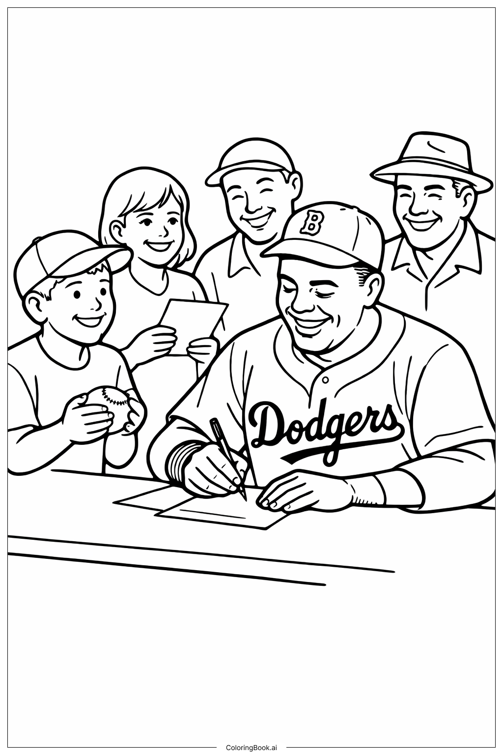  Página para colorir de Jackie Robinson Autografando 