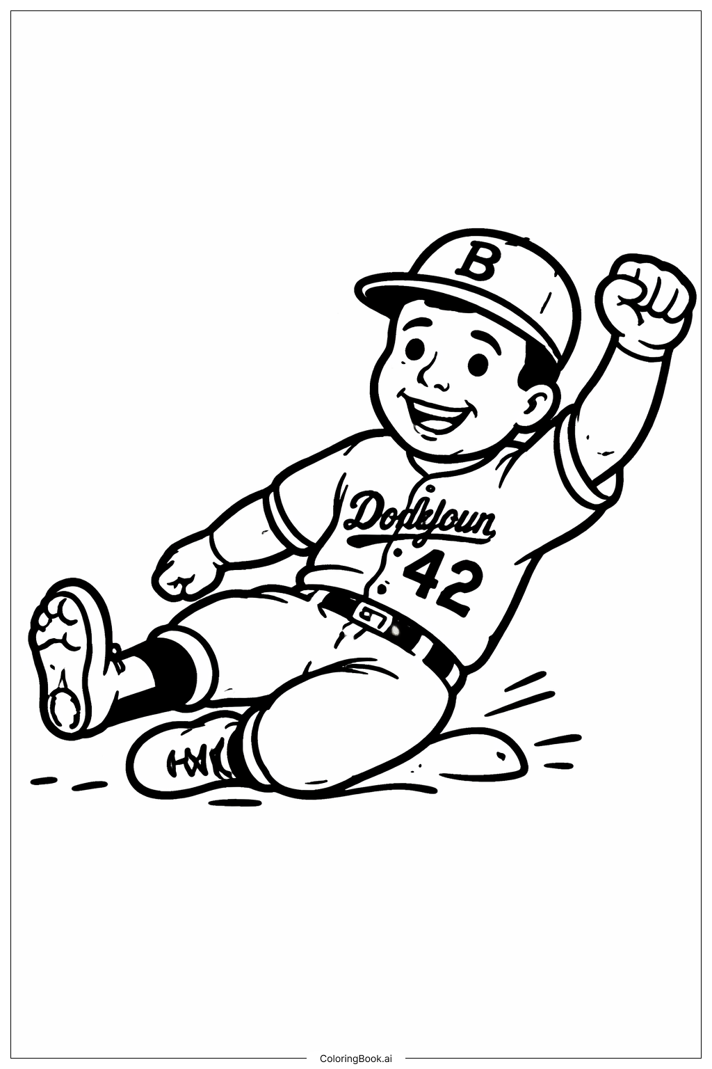 Página para colorir de Pose de Deslizamento do Jackie Robinson 