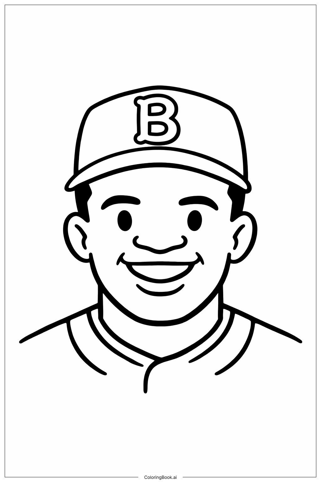  Página para colorir de Retrato Sorridente de Jackie Robinson 
