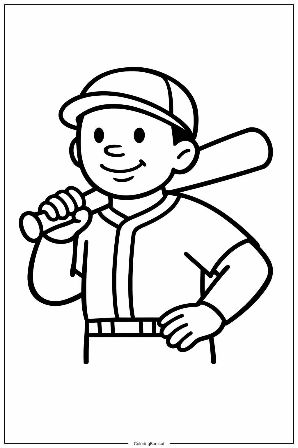 Trang tô màu Jackie Robinson Đứng Với Cây Gậy