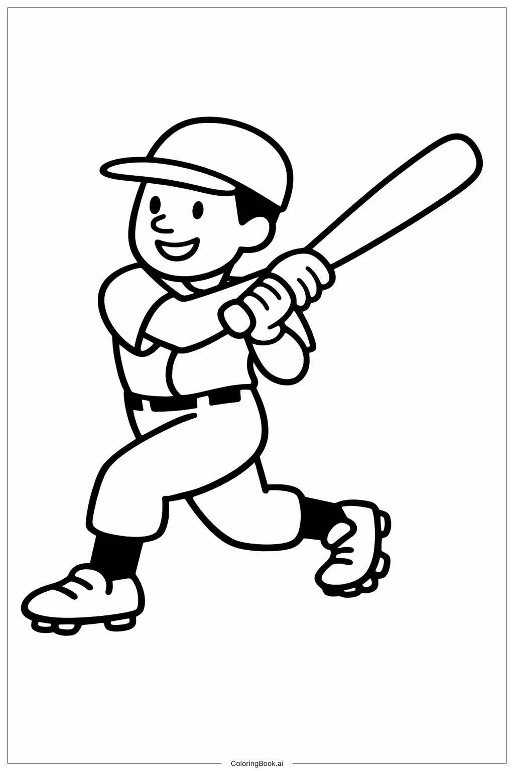  Página para colorir de Jackie Robinson Balançando o Taco 