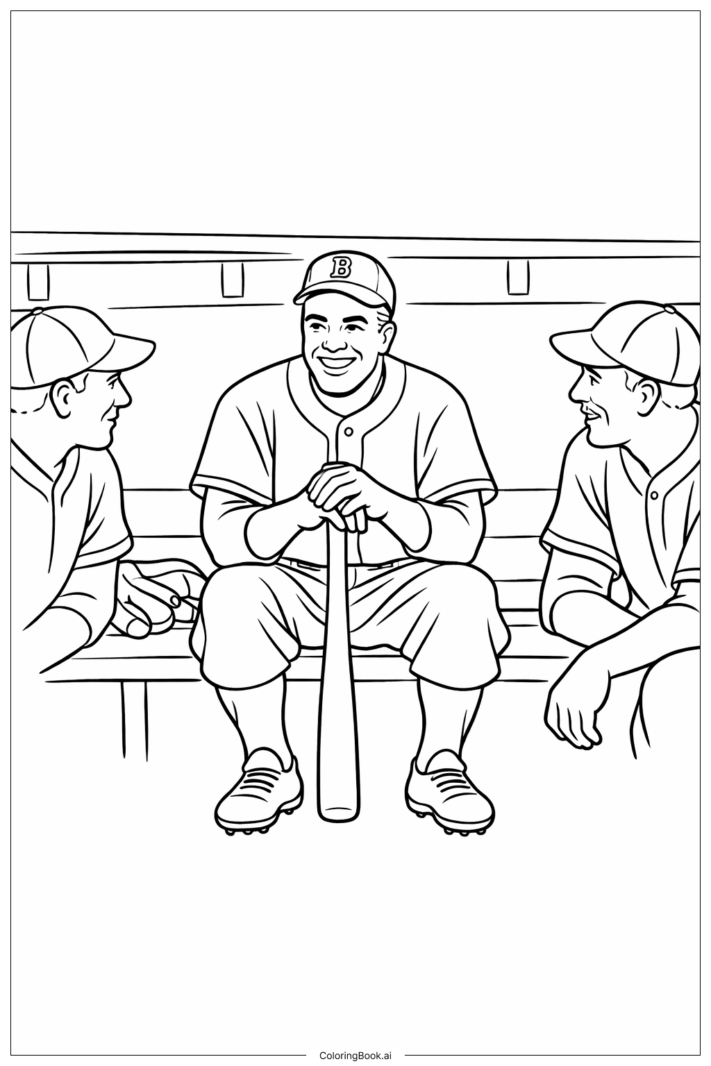  Jackie Robinson Team Dugout Scene Coloring Page 