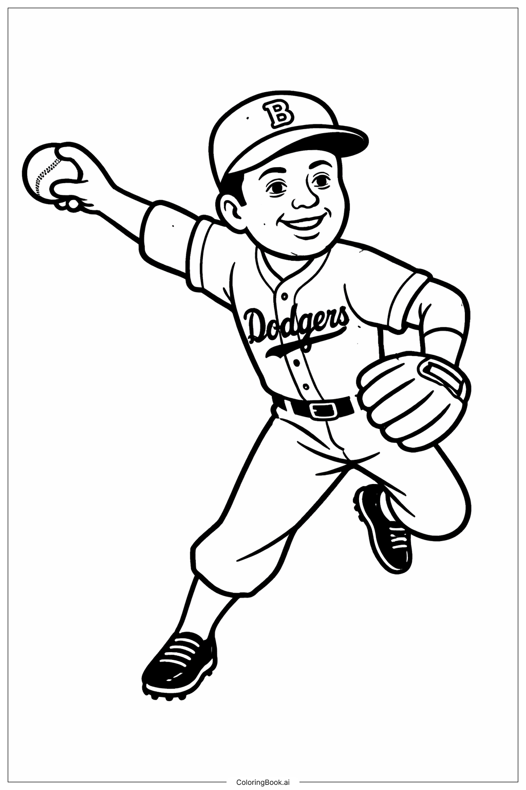  Página para colorir de Jackie Robinson Arremessando a Bola 
