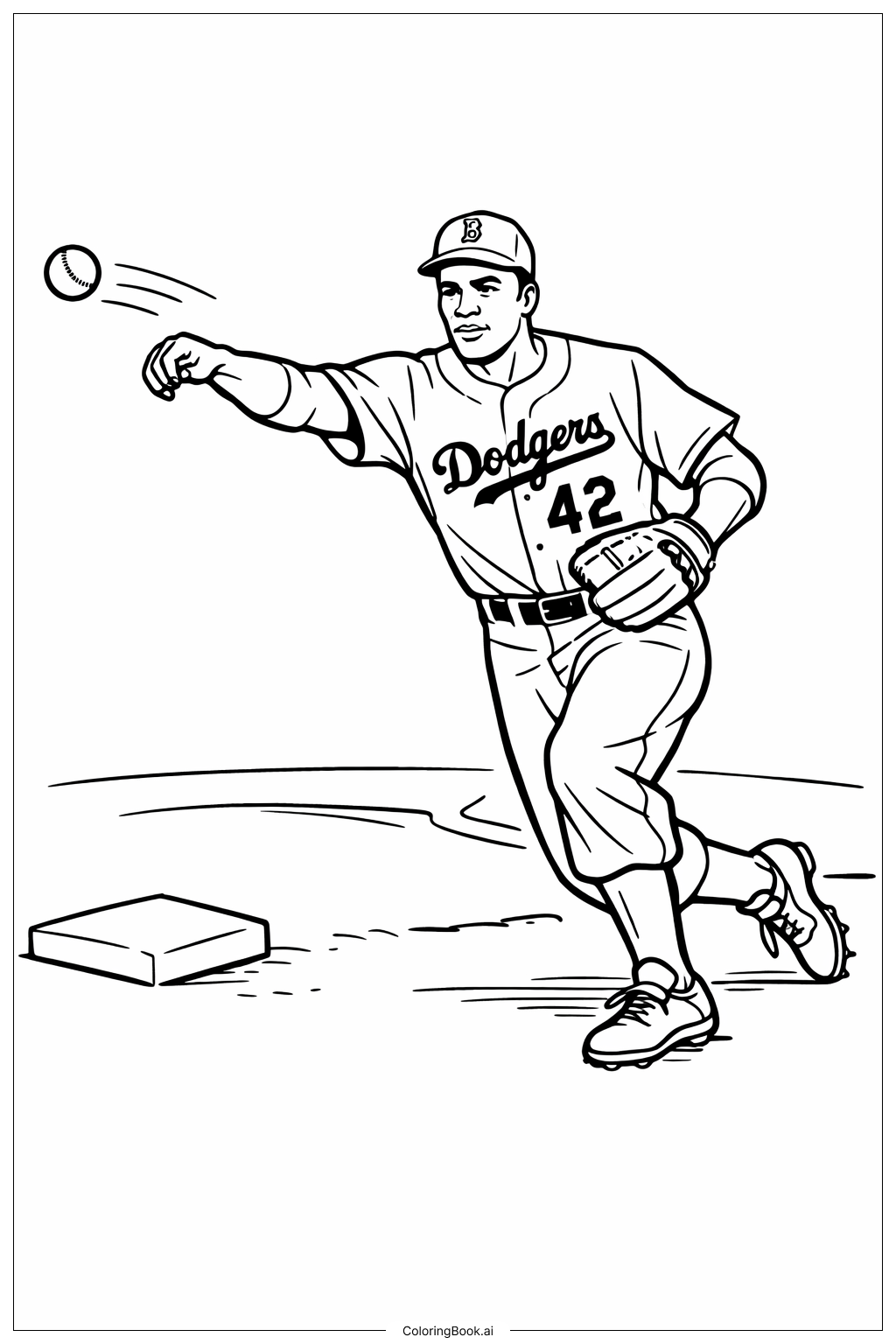  Jackie Robinson Throwing To First Coloring Page 