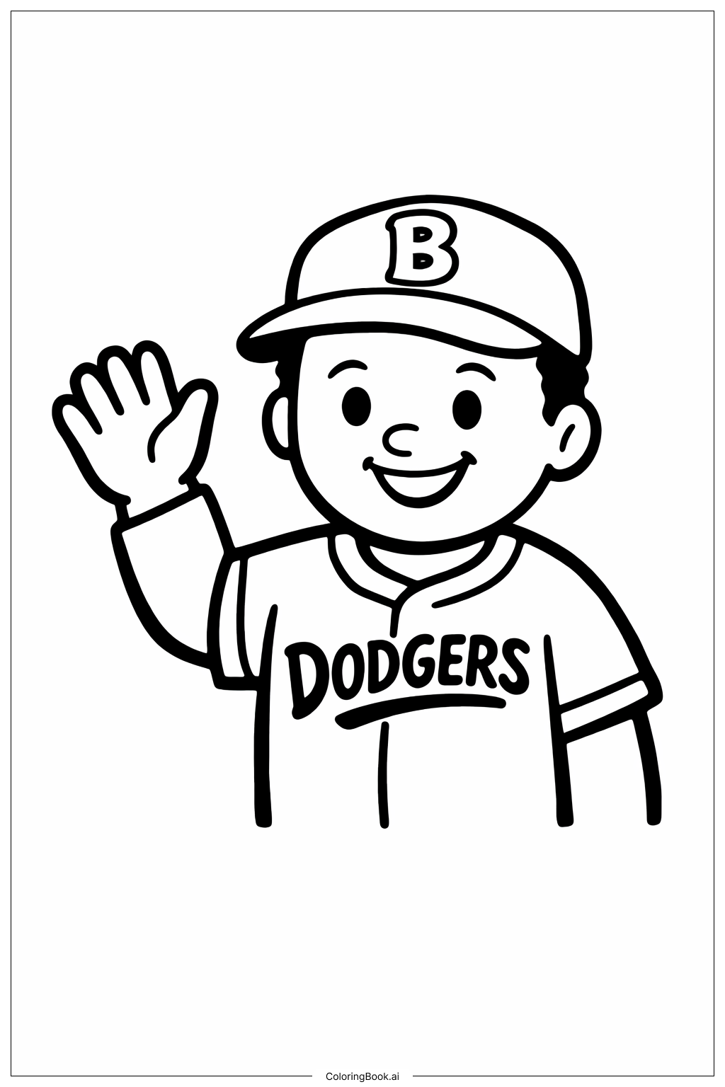  Página para colorir de Jackie Robinson Acenando 