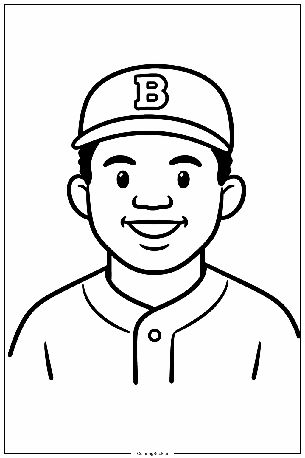  Página para colorir de Jackie Robinson Usando Boné 