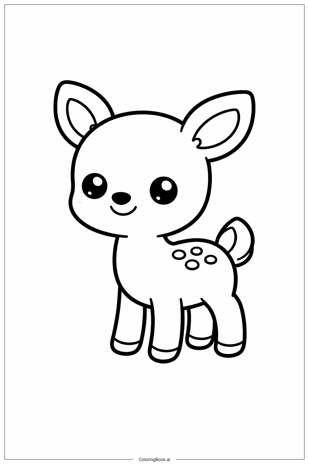  1月の赤ちゃんシカの塗り絵ページ 