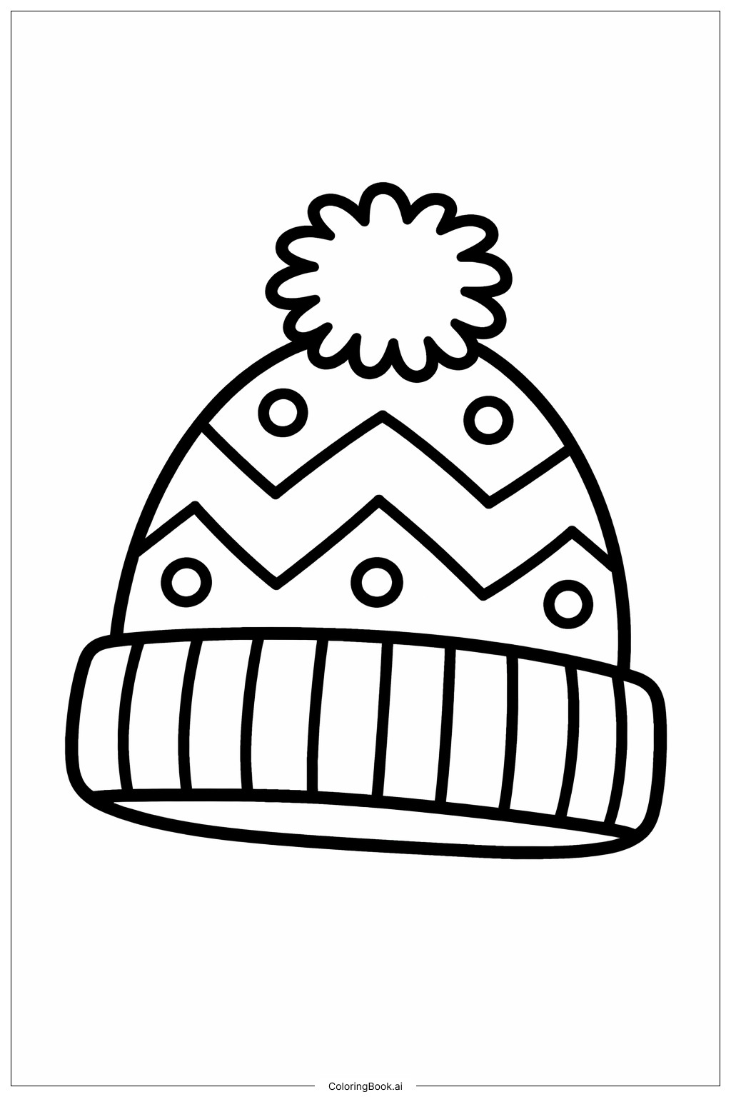  1月のあったか帽子の塗り絵ページ 