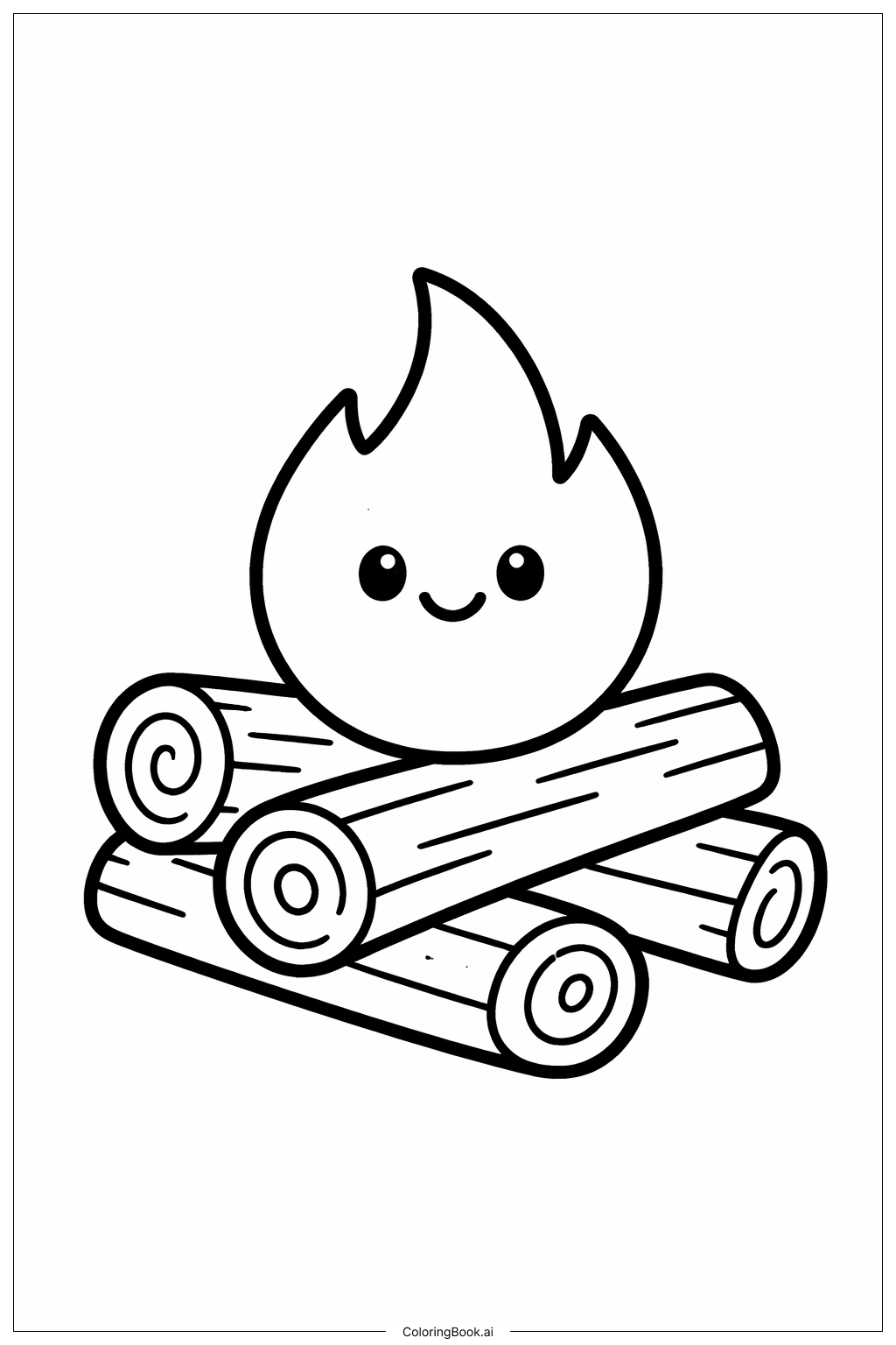  1月の暖炉シンプルの塗り絵ページ 