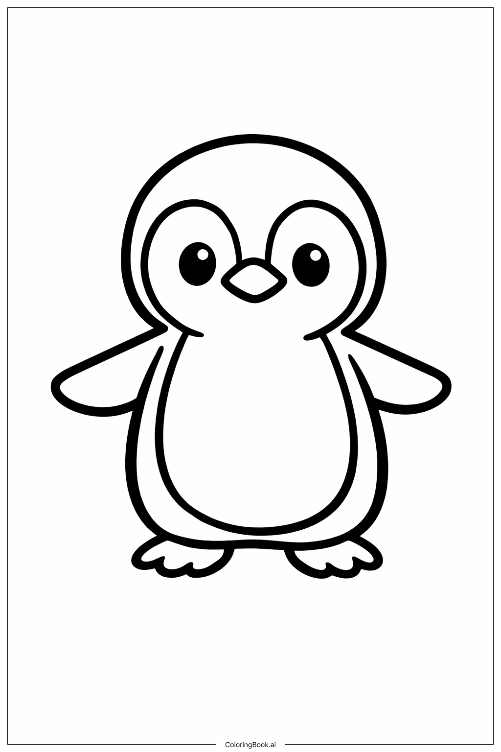  1月のフレンドリーペンギンの塗り絵ページ 