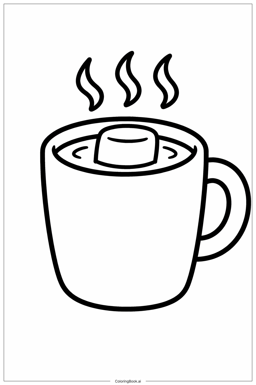  1月のホットココアカップの塗り絵ページ 