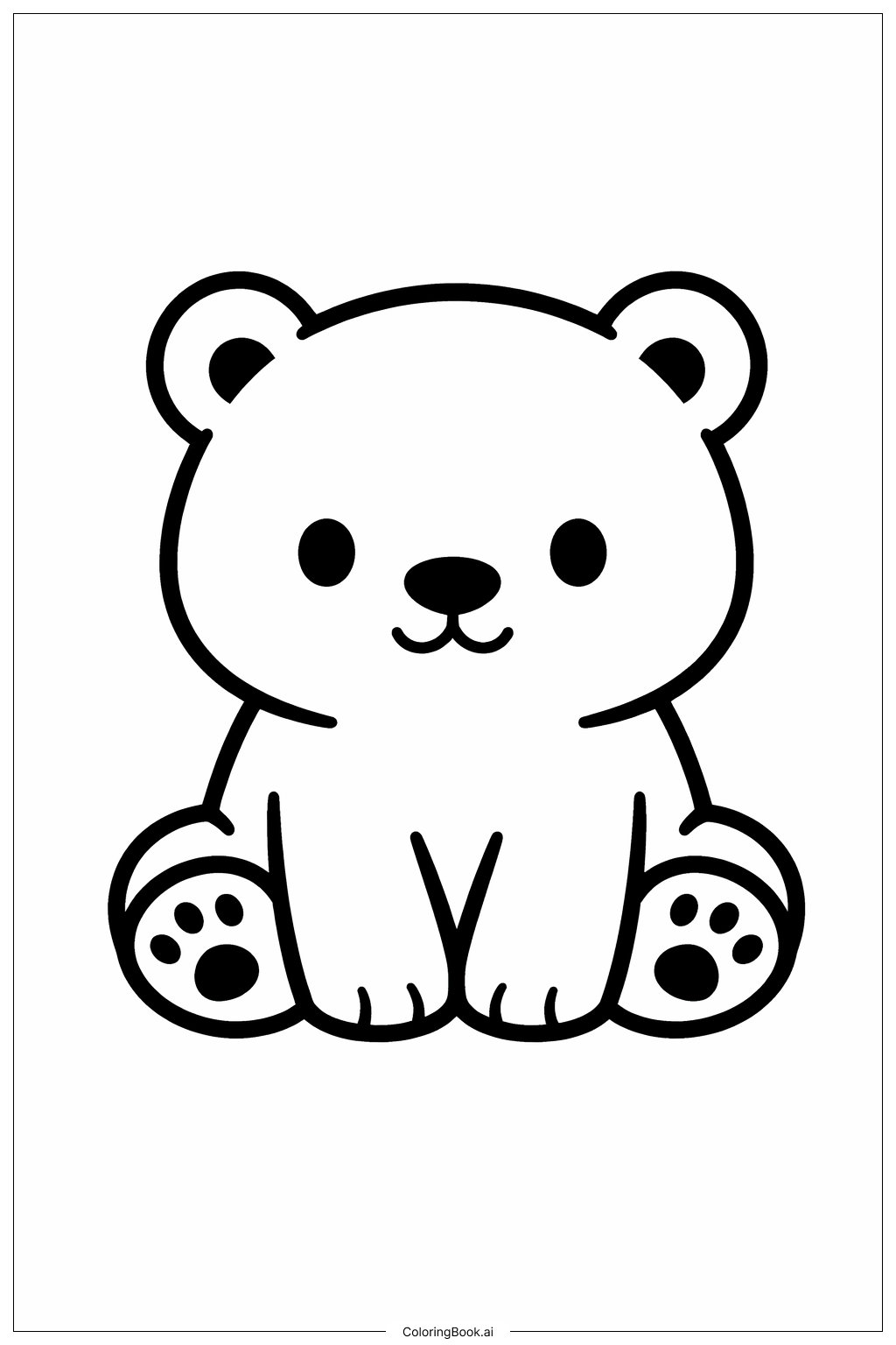  1月のホッキョクグマの赤ちゃんの塗り絵ページ 