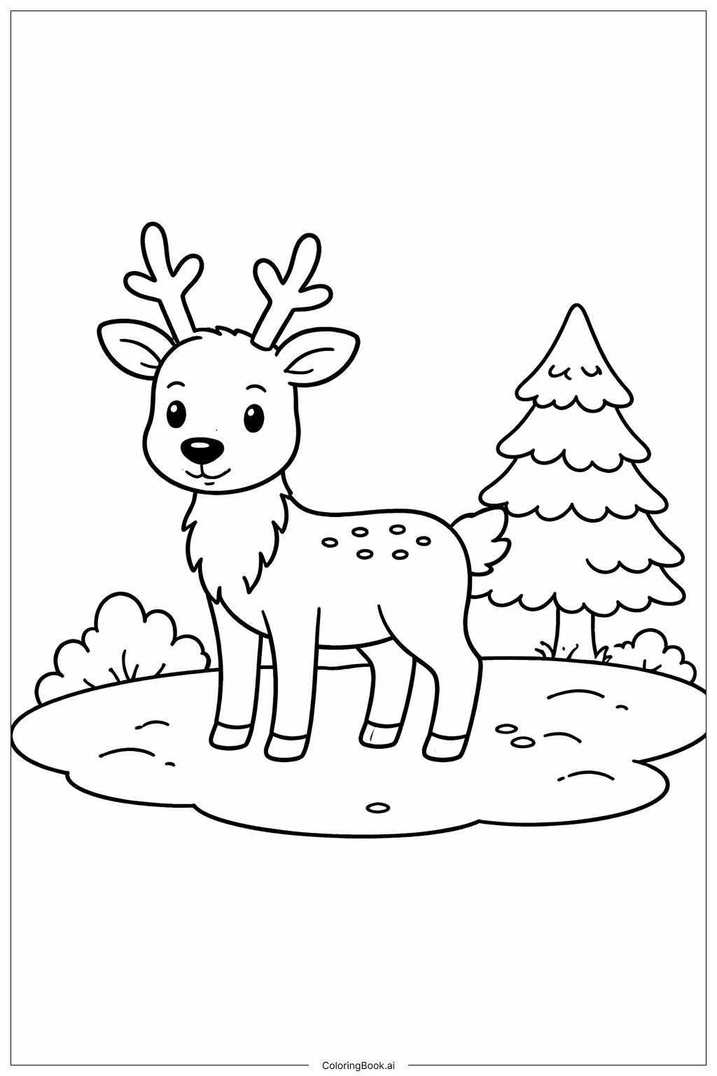 1月の雪の中のトナカイ