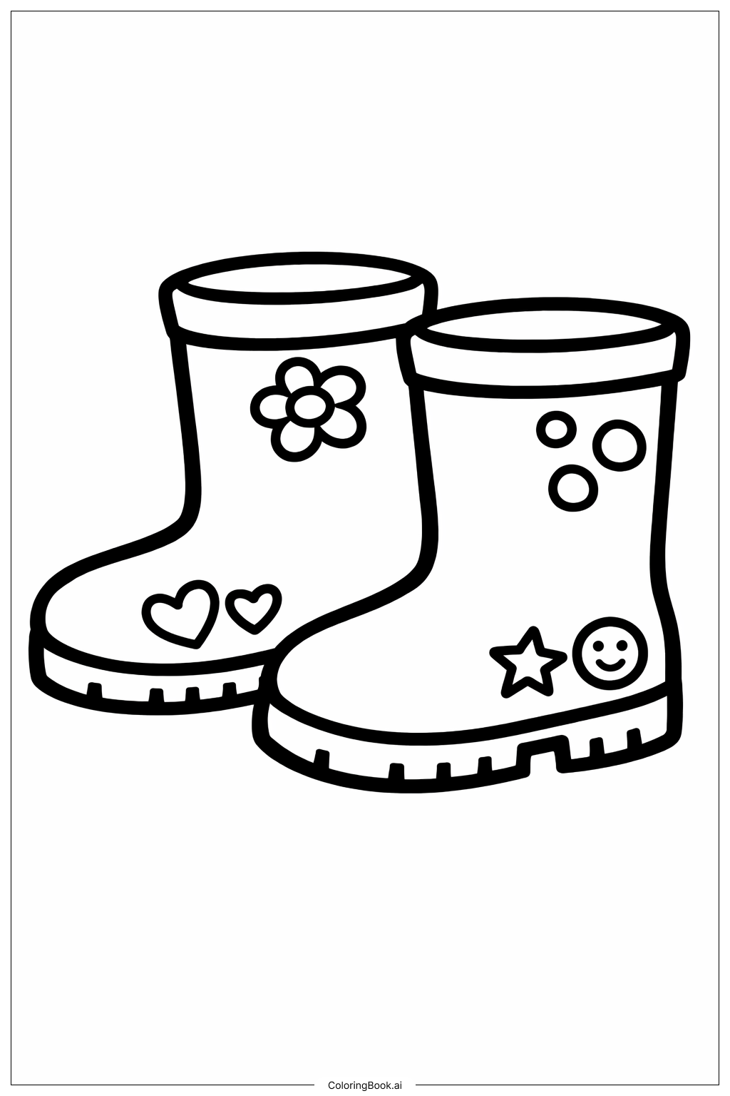  1月の長靴の塗り絵ページ 