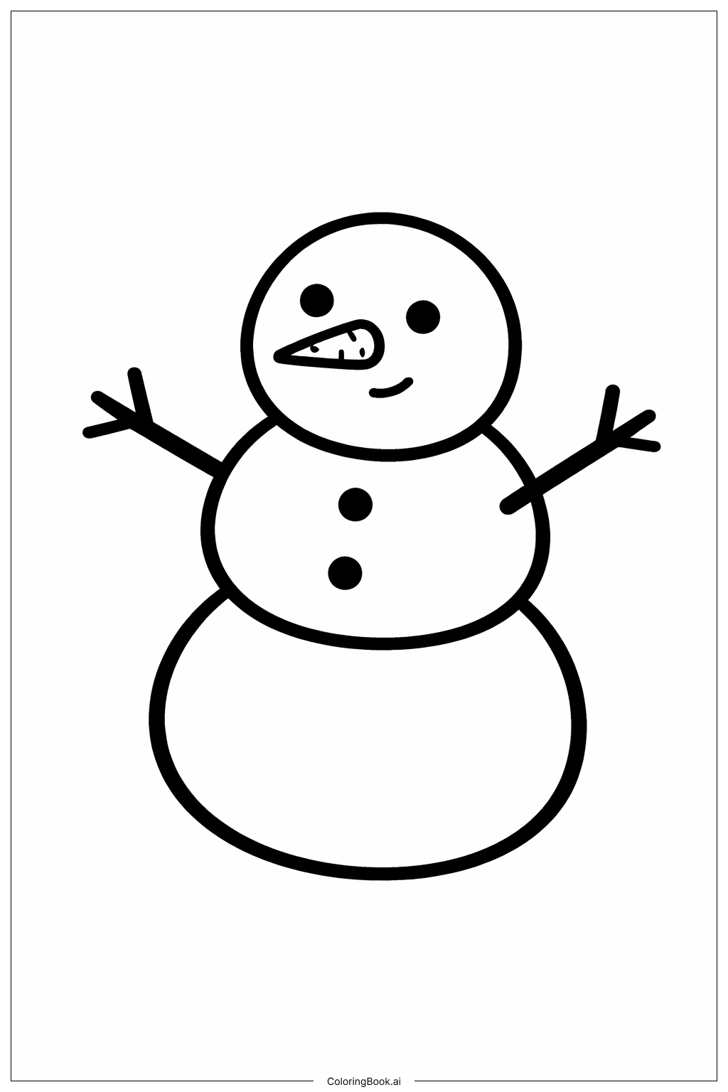  1月の雪だるまの塗り絵ページ 