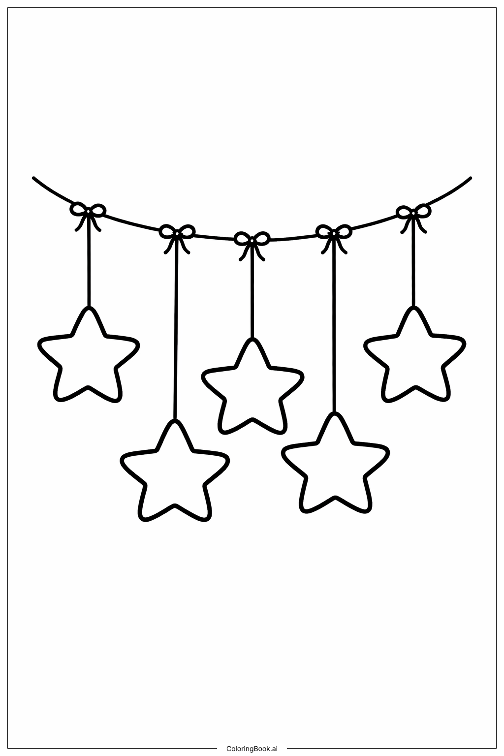  1月の星のガーランドの塗り絵ページ 