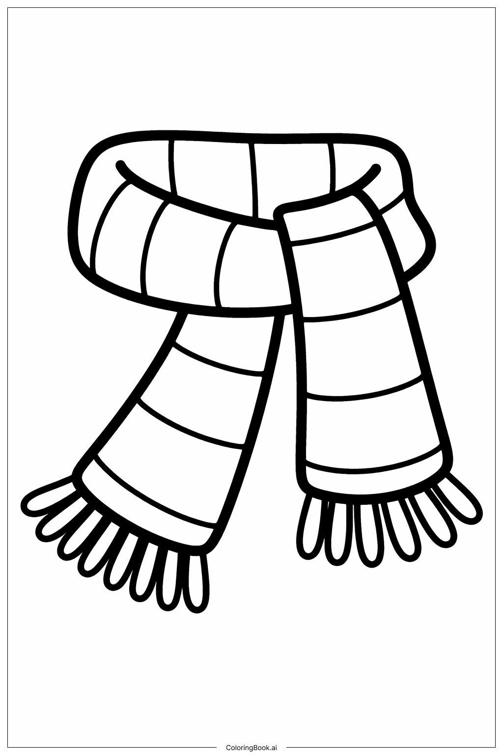  1月のウールマフラーの塗り絵ページ 