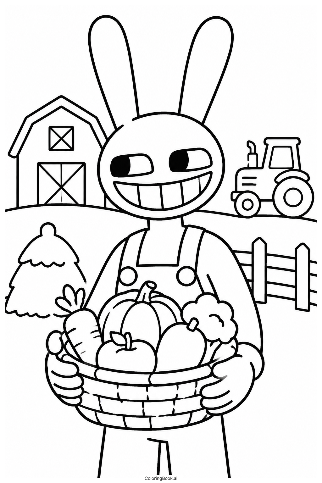Jax At The Farm Coloring Page