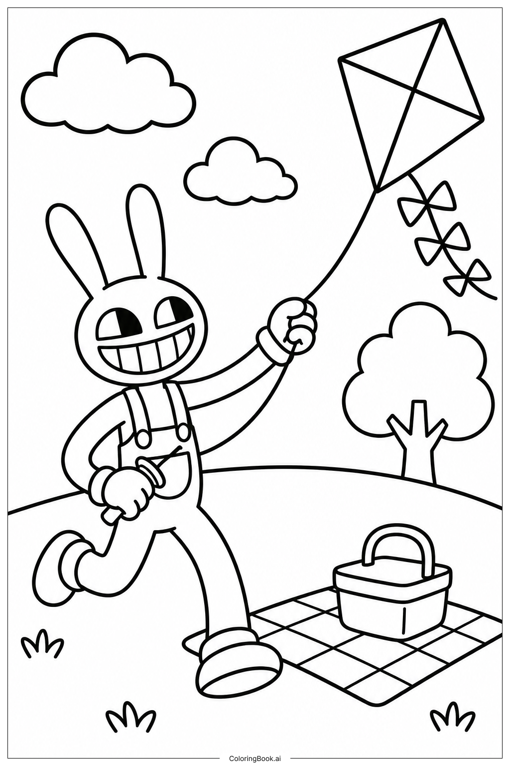 Jax With Kite Coloring Page