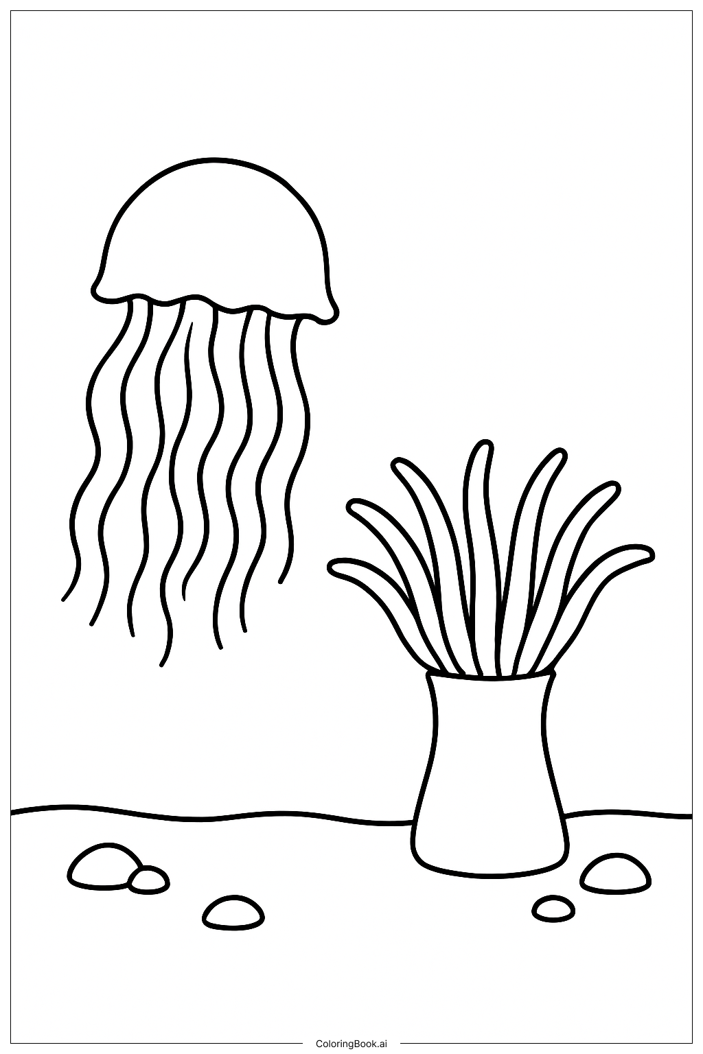  水母与海葵填色页 