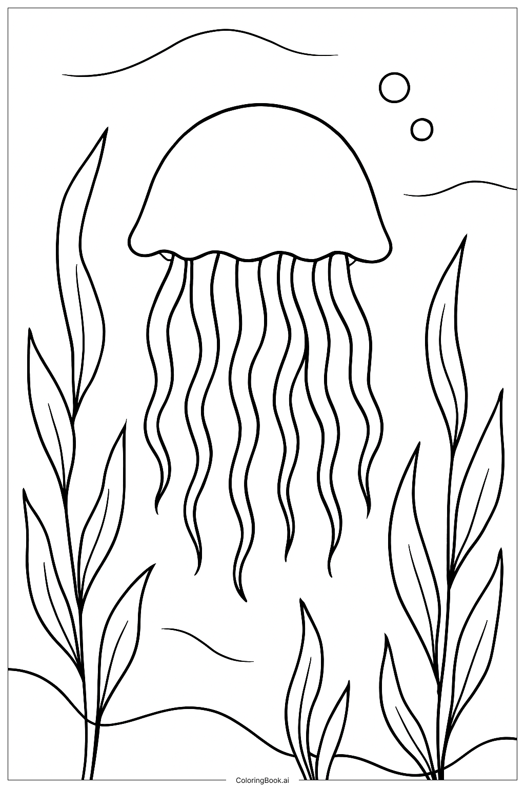  ケルプの森のクラゲの塗り絵ページ 