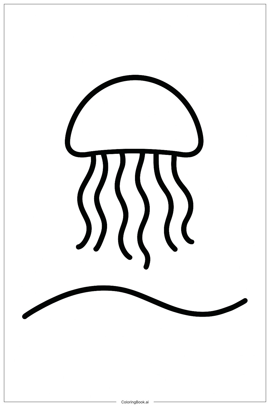  Page de coloriage Méduse sur la Vague 