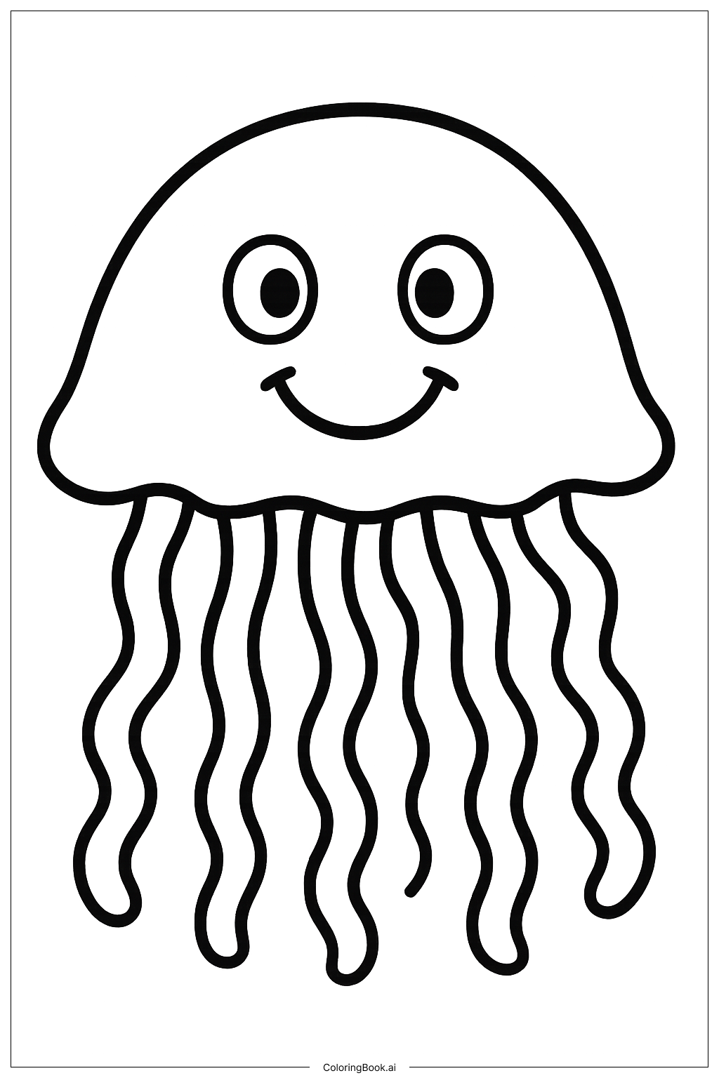  Page de coloriage Visage Sourire Méduse 