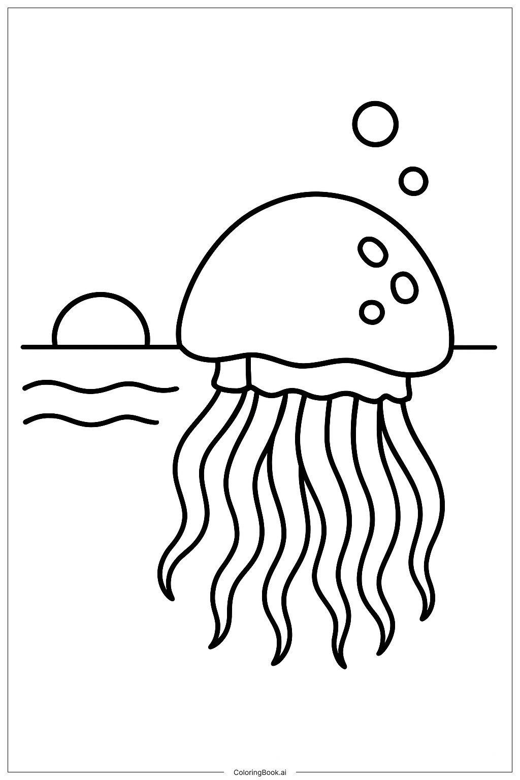  Qualle, die den Sonnenaufgang beobachtet Ausmalseite 