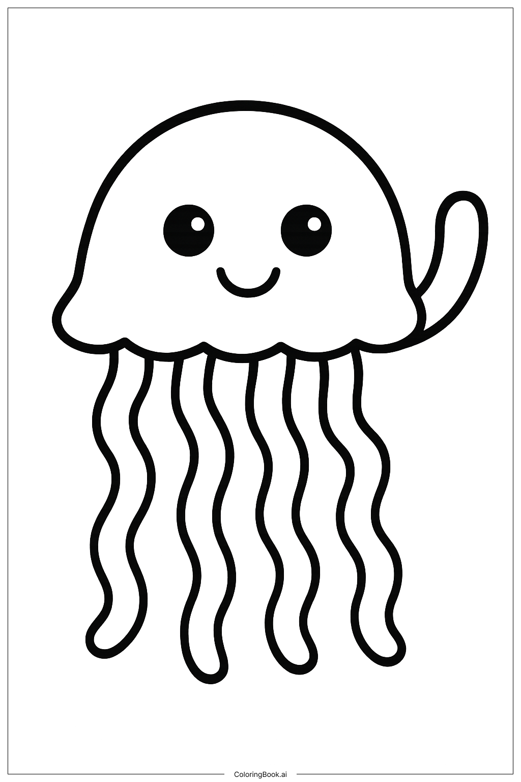  Page de coloriage Méduse Agitant ses Tentacules 